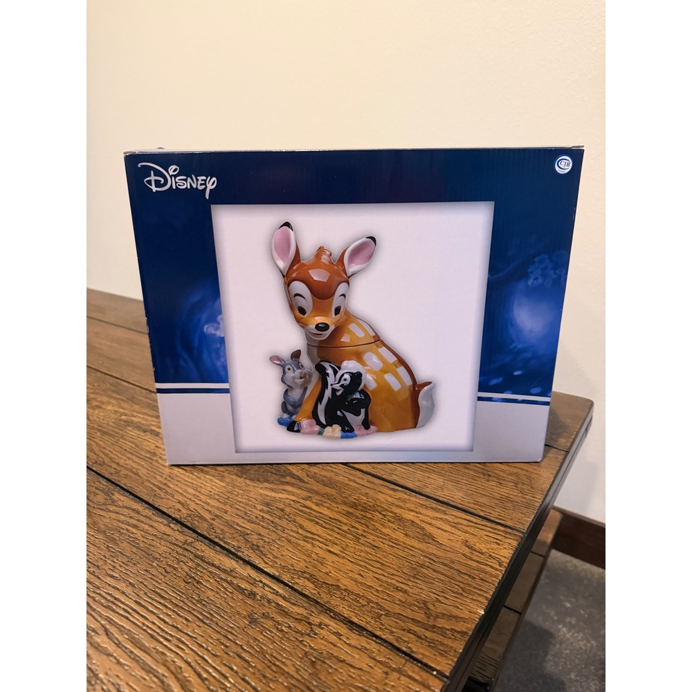 Vintage Westland Bambi Cookie Jar Disney Thumper Flower Ceramic Brown New
